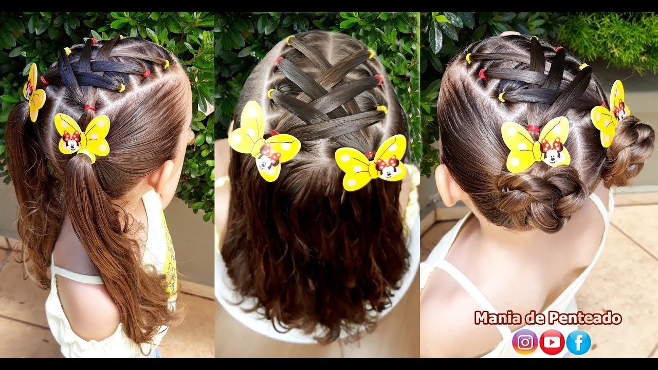 Penteado Infantil fácil com ligas e trança bolha