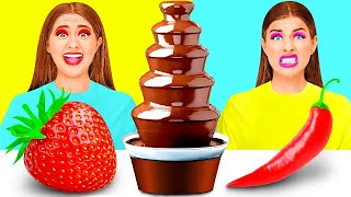 Chocolate Fountain Fondue Challenge | Crazy Challenge by Happy Fun