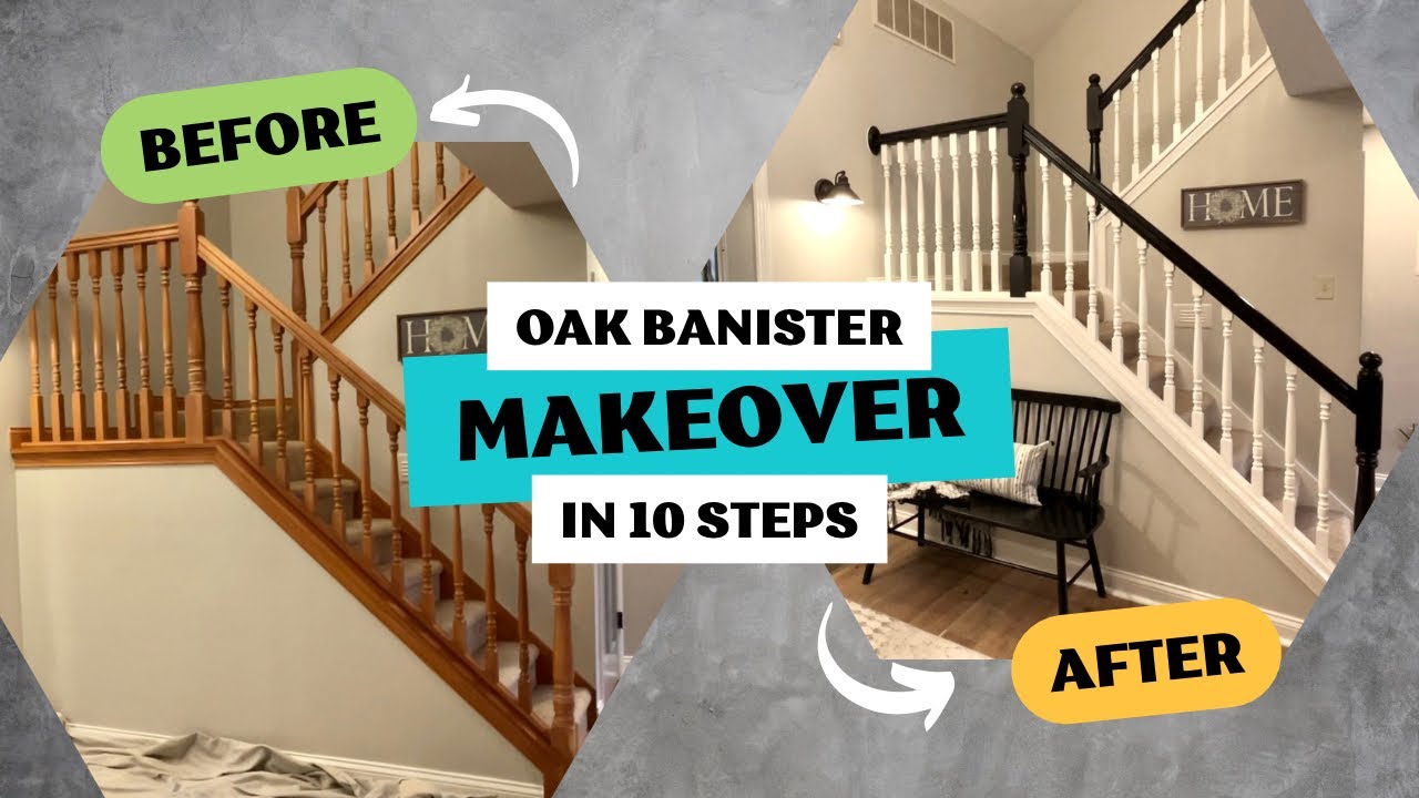 Oak Banister Makeover in 10 Steps Gel Stain Without Stripping YouTube