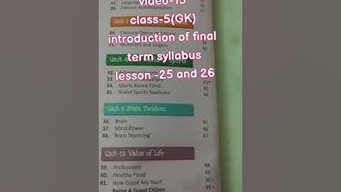 Class-5, Subject-G.K, Video-13, Chapter-25,26 & Introduction of final Term syllabus  by Mrs Sapna