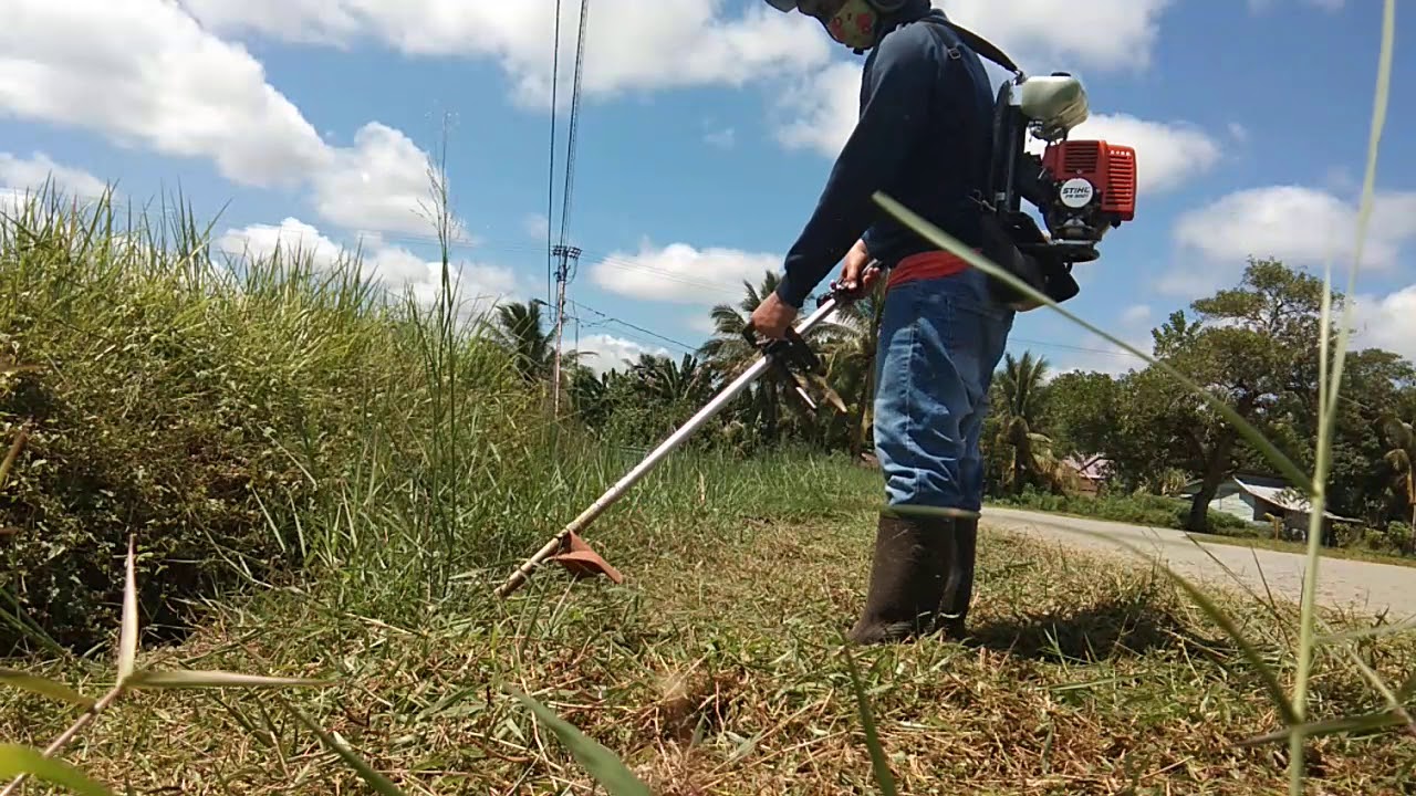 Memotong Rumput  Menggunakan Mesin Tebas Sthil YouTube