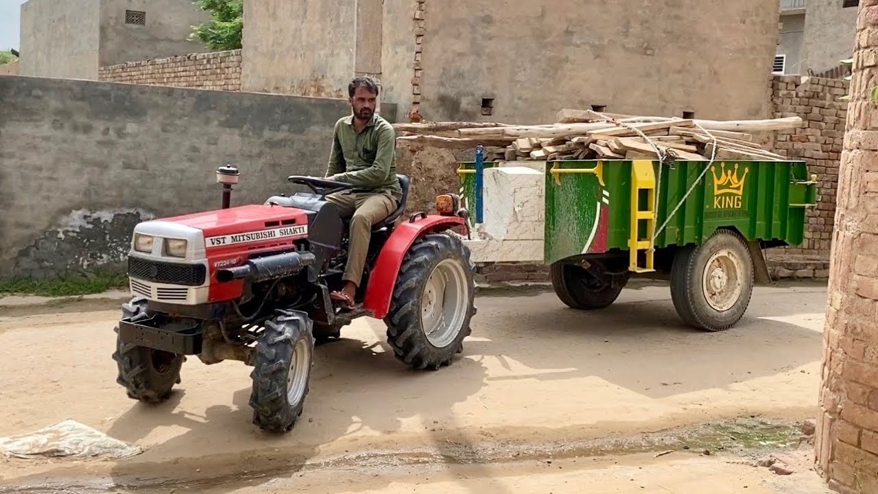 VST Mitsubishi Shakti VT 224 1D Ajai 4WD Tractor Full Loaded Trolley with Settering Accessories