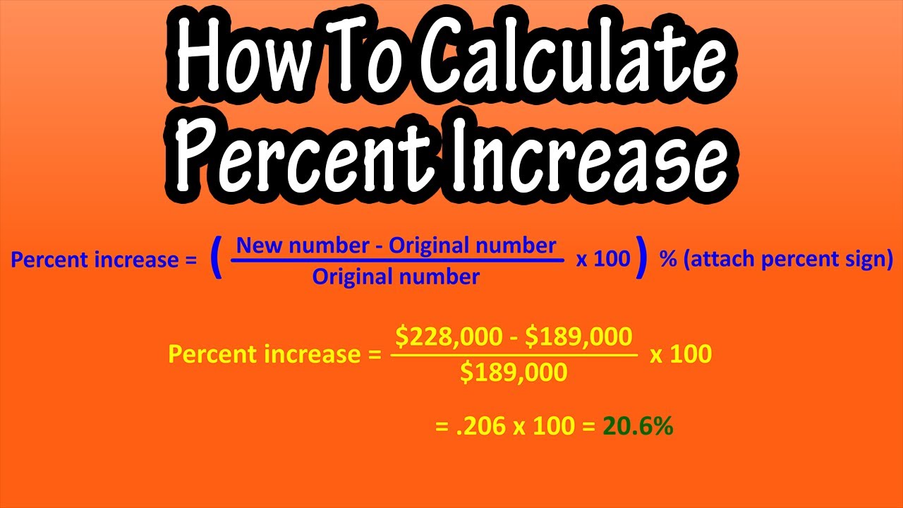 How To Find Or Calculate Percent, Percentage Increase - Formula For ...