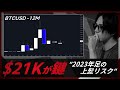 【BTCUSD】$25K達成後の値幅調整。年足上髭リスクは$21Kが左右する。 (ドル円スイングロングは利食い)