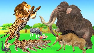 5 giant Leopard Bulls Liger vs wholly Mammoth cow buffalo monkey animal fighting and funny revolt