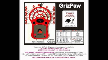 Grizpaw One Handed Games Controller for PC PS1 PS2 PS3  w/adapter XBOX Wii PS4