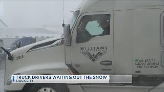 Truck drivers waiting out the snow