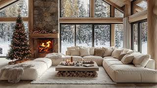 A Joyful Winter Escape 🎄 | Serene Christmas Room Vibes with Fire Crackling & Snowy White Noise