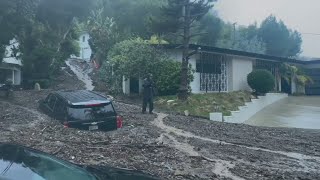 Atmospheric river sends debris through L.A.'s Hollywood Hills, leaves 1.1 million without power