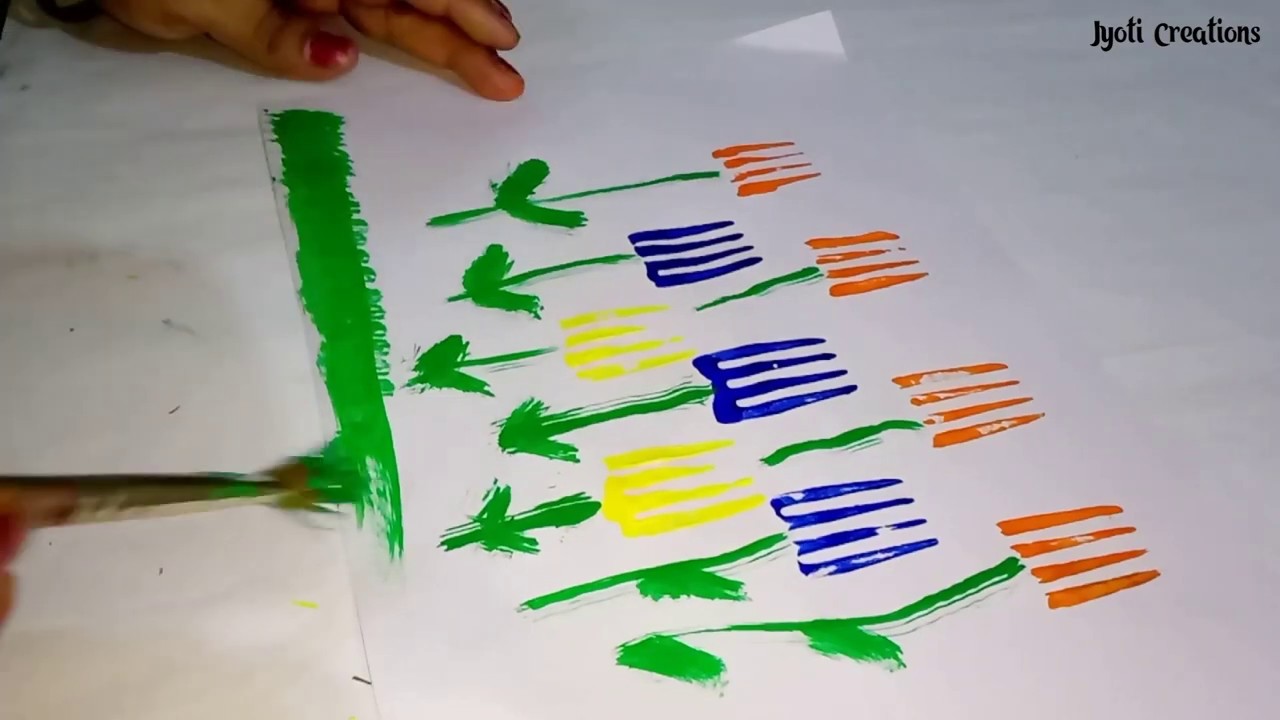 Fork Painting Tutorial I Easy &Simple Painting I Fork Spoon Painting