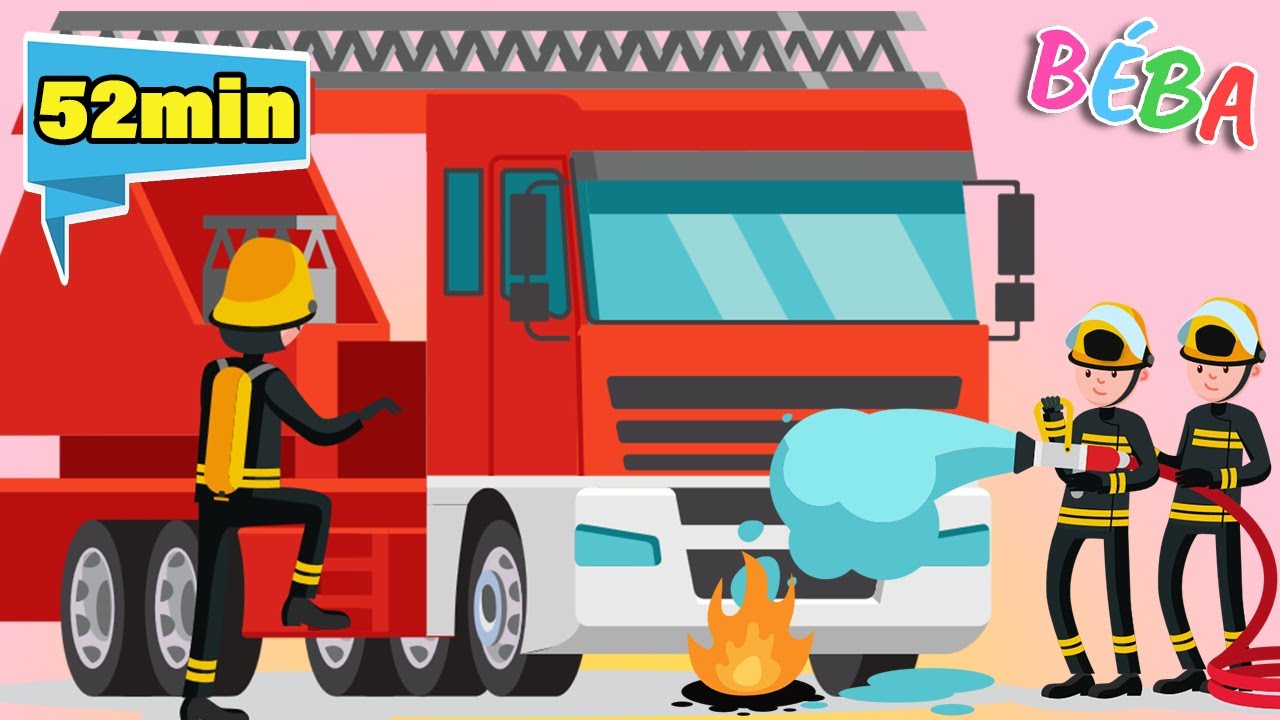 JEDOU HASIČI | Traktor, Lokomotiva, Letadlo a další české písničky pro malé děti | 52 minut