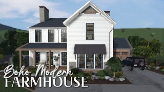 BLOXBURG: Boho Modern Farmhouse | Collab with  @Look_io_kas   Speedbuild | Interior Part 1