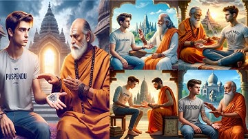 pandit ji examines hands lines on the boy palm ai image creator tutorial // bing image creator