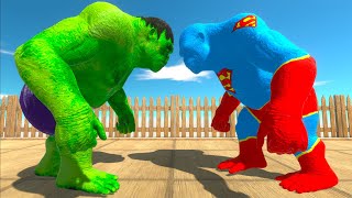 HULK GORO vs SPIDERMAN GORO vs SUPERMAN GORO DEATH RUN - Animal Revolt Battle Simulator