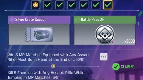 Call Of Duty Mobile Kill 5 Enemies with Any Assault Rifle while Jumping in MP Matches Task Complete