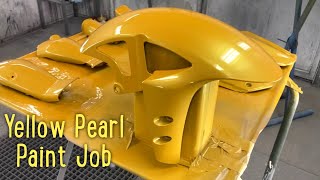 Yellow Pearl Paint Job for a Yamaha motorcycle #yamaha #sata #iwata #paintjob #yellow