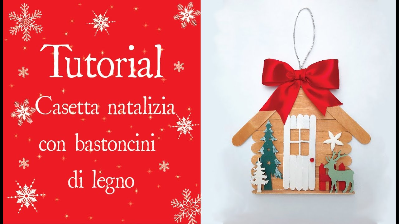 Decorazione Natale 🏡 Casetta Bastoncini Legno 🎄 DIY Christmas Ornaments  Decorations Popsicle Sticks 