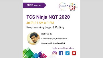 TCS Ninja NQT 2020 | Free Webinar | Programming Logic & Coding Section