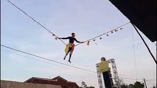 Atraksi ketek'an penonton teriak bambu hampir roboh || Ampel Wijoyo Putro || Jaranan Papar Kediri