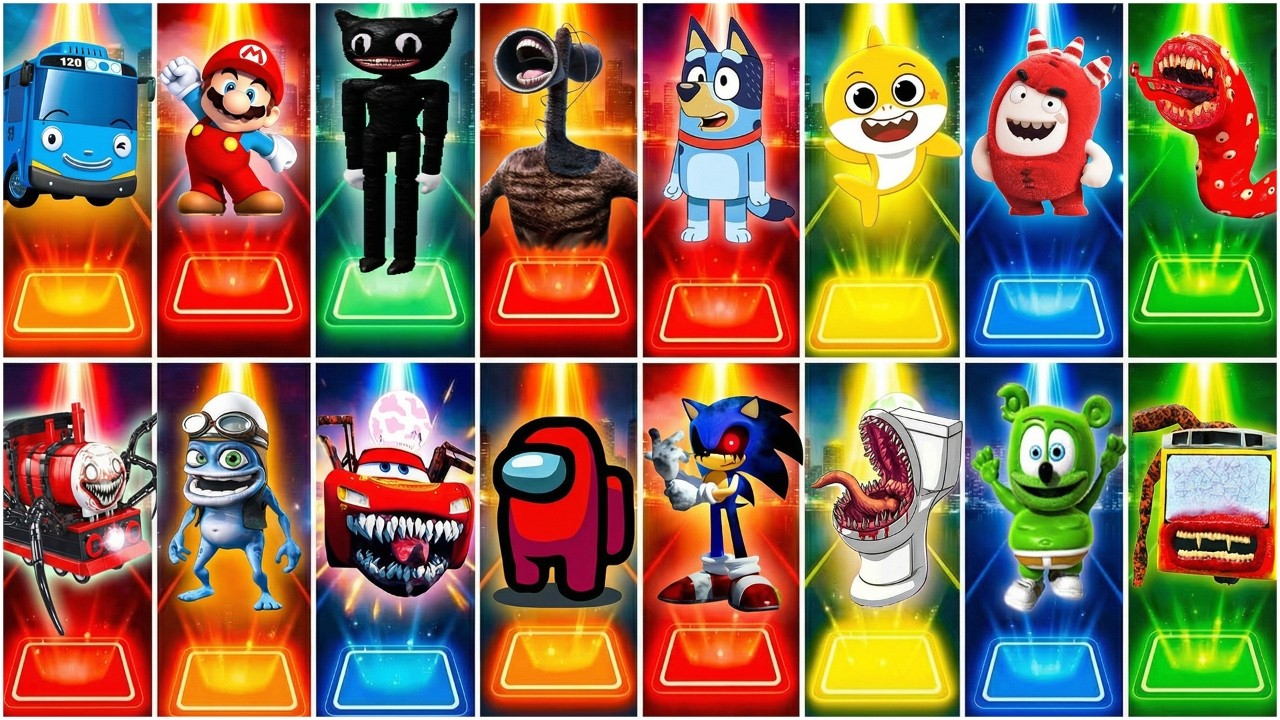 BUS EATER 🆚 SIRENHEAD 🆚 SKIBIDI TOILET 🆚 EXTRA SLIDE 🆚 ODDBODS | Tiles Hop EDM Rush!