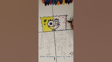spongebob drawing in 4 different styles ✨ #shorts #drawing #art #satisfying