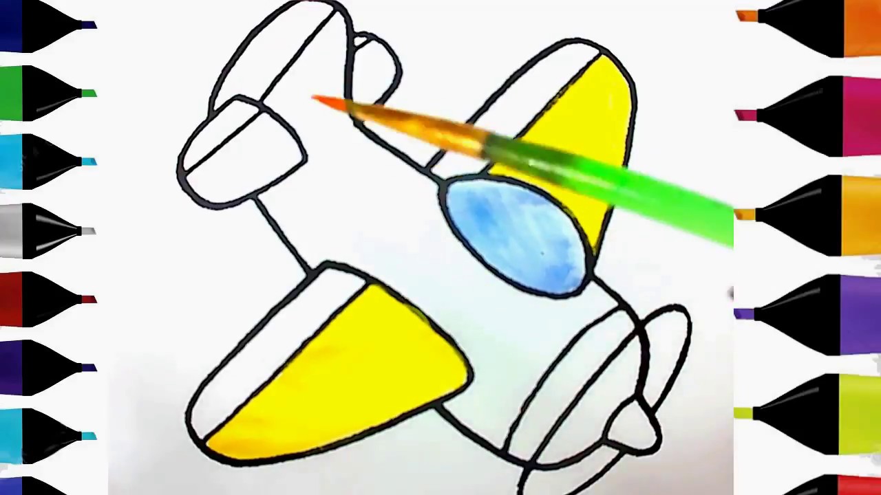airplane how to draw: airplane for kids | airplane coloring pages - YouTube