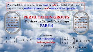 Permutation groups: Part 4  (Problems on Permutation Groups)