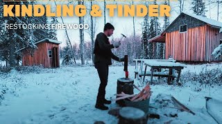 ALASKA CABIN PREP | CUTTING KINDLING, RESTOCKING FIREWOOD, GATHERING BIRCH BARK