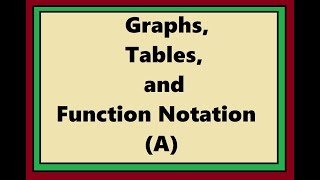 Graphs, Tables, and Function Notation A