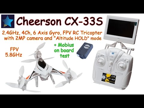 Cheerson CX-33S 2.4GHz, 4Ch, 6 Axis, FPV 5.8GHz RC Tricopter with 2MP Camera and Altitude HOLD (RTF)