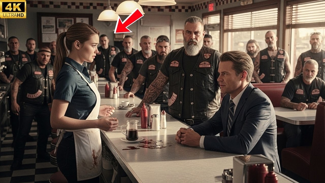 A Rude Customer Threw Coffee at a Young Waitress... He Didn’t Notice 50 Hells Angels Stand Up .....