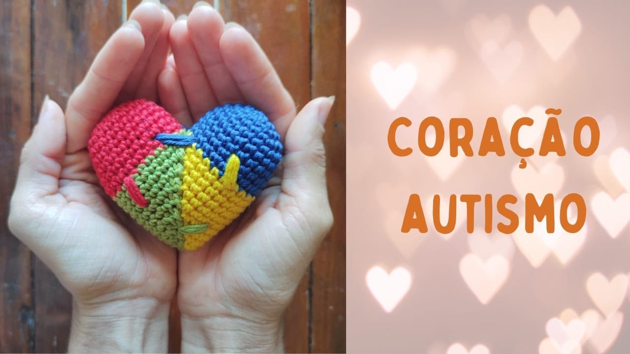 Coração de Croche Amigurumi/ Simbolo do Autismo/ Troca de cores Invisíveis
