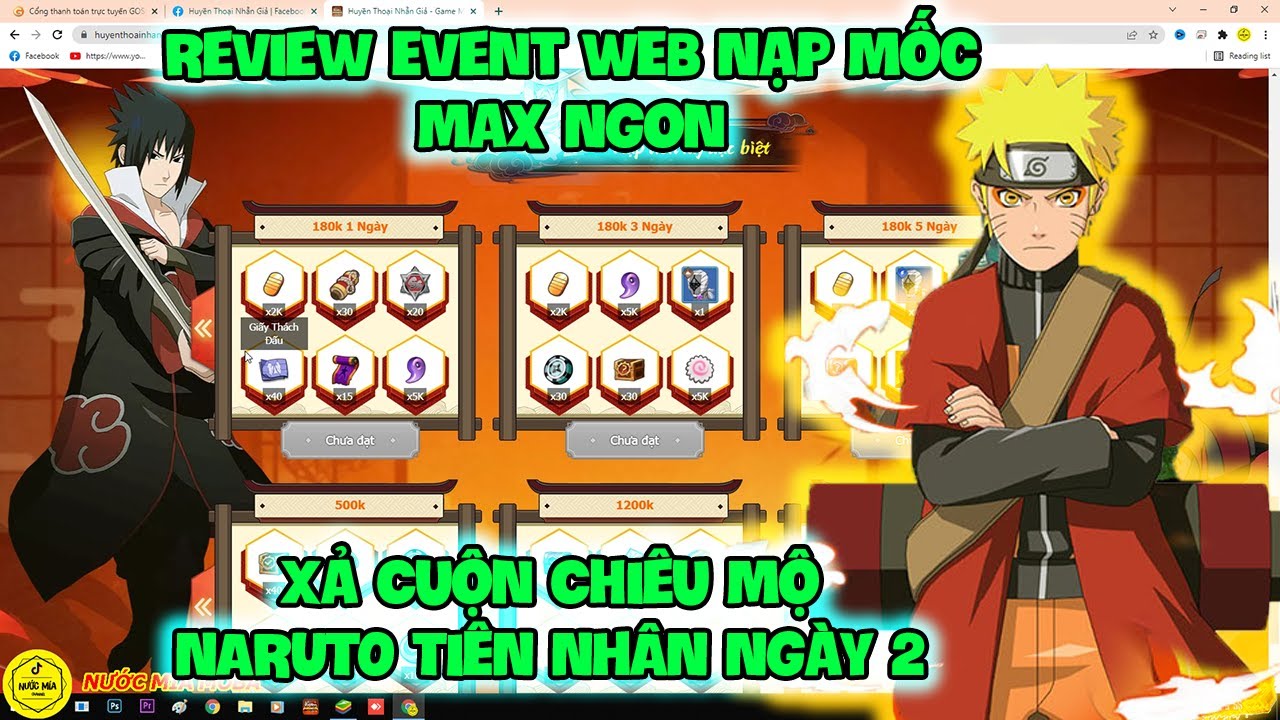 Huyền Thoại Nhẫn Giả – Review Event WEB Nạp Mốc Max Ngon, Xả Cuộn Chiêu Mộ NARUTO TIÊN NHÂN Ngày 2