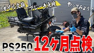 【点検整備】PS250の12ヶ月点検！エンジンオイル・ブレーキオイル交換！
