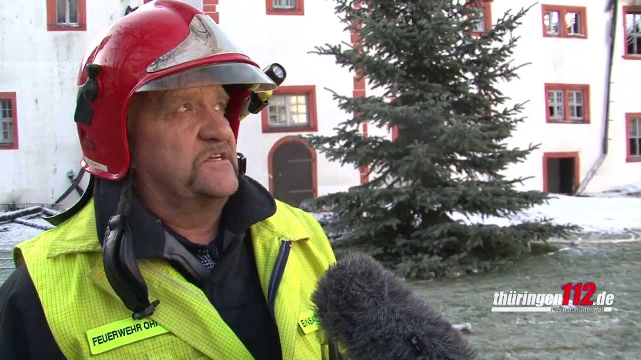 Brand Schloß Ehrenstein in Ohrdruf mit Luftaufnahmen