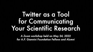 Twitter as a Tool for Communicating Your Scientific Research