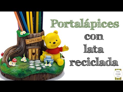 Portalápices con latas recicladas en Porcelana Fría - Biscuit - Cold Porcelain