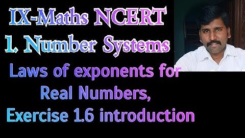 Laws of exponents for Real Numbers, 1. Number Systems, Exercise 1.6 introduction, class 9 NCERT