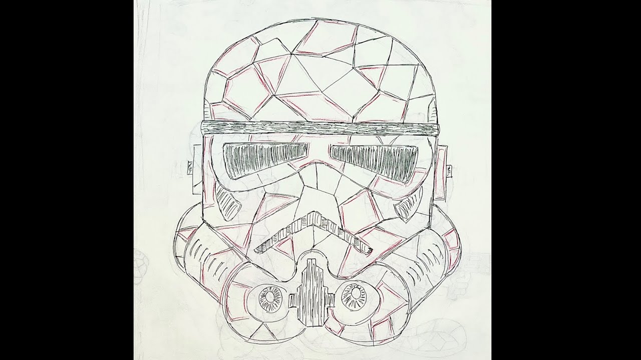 Mosaic stormtrooper pen drawing