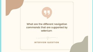What are the different navigation commands that are supported by selenium