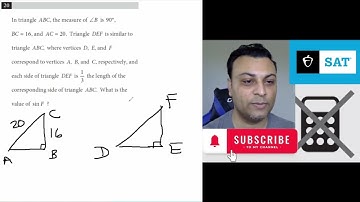 In triangle ABC, the measure of ∠B is 90°, BC = Q20 of SAT Math Practice Test 3 Without Calculator