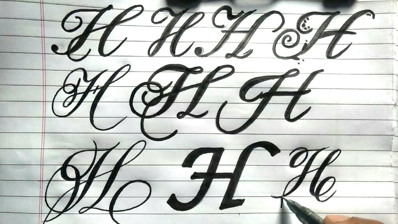 Cursive-Calligraphy writing Alphabet H in different ways Alphabets H  stylish writing  Handwriting