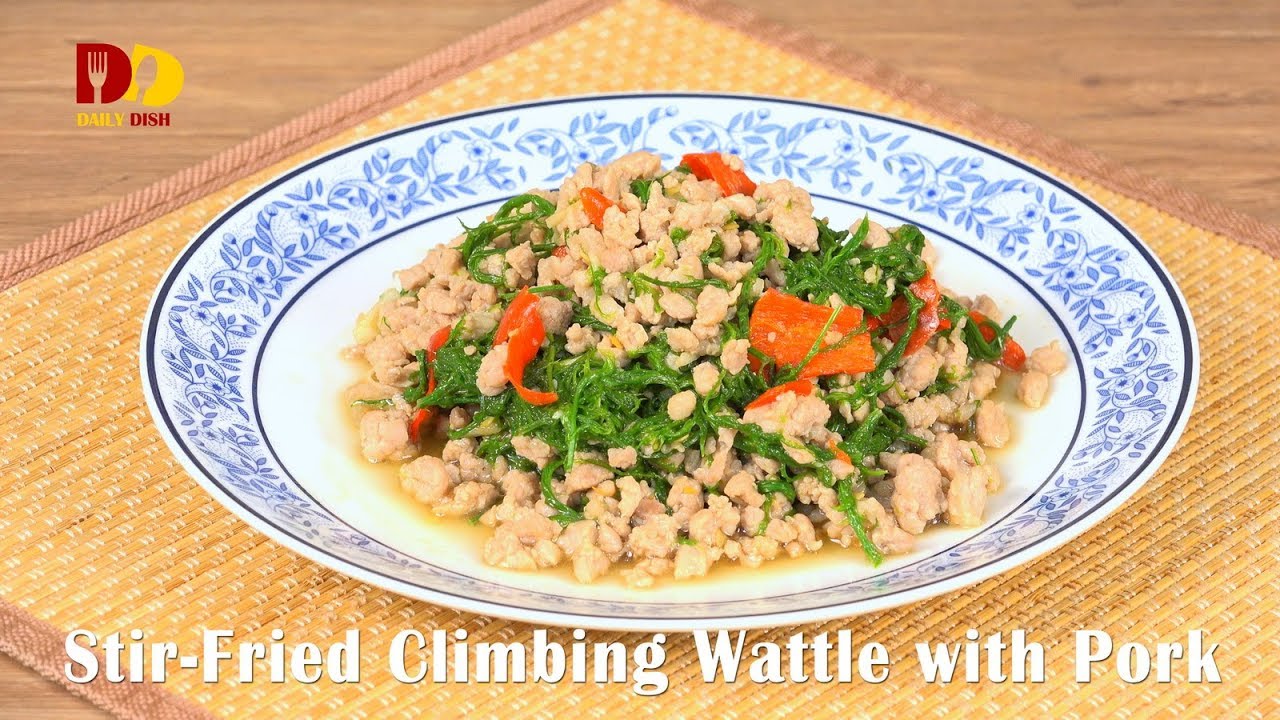 Stir Fried Climbing Wattle with Pork | Thai Food | Cha Om Pad Prik | ชะอมผัดพริกสด