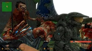 Counter Strike Source Zombie Escape mod online gameplay on Halo map