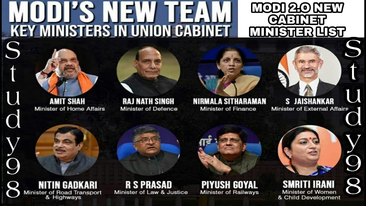 Modi 2 O New Cabinet Minister List New Council Minister Study 98