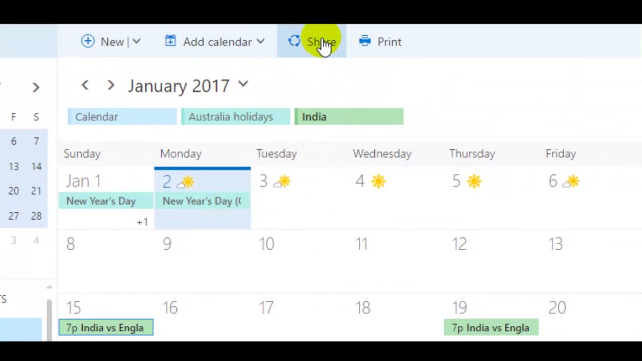 Share An Outlook Calendar Customize And Print
