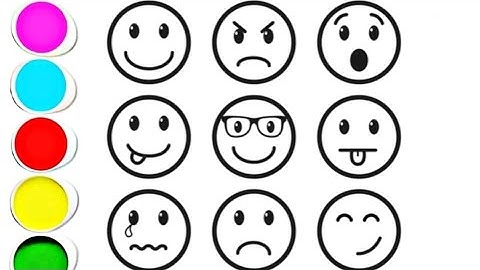 How to draw and colour emoticons Emoji faces coloring book for kids |