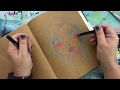 Art Journal Play - Dina Wakley Scribble Sticks - Artsy girl on craft paper full length tutorial