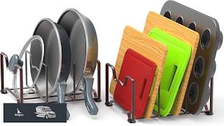 Simple Houseware Kitchen Cabinet Pantry and Bakeware Organizer Rack Holder Bronze
