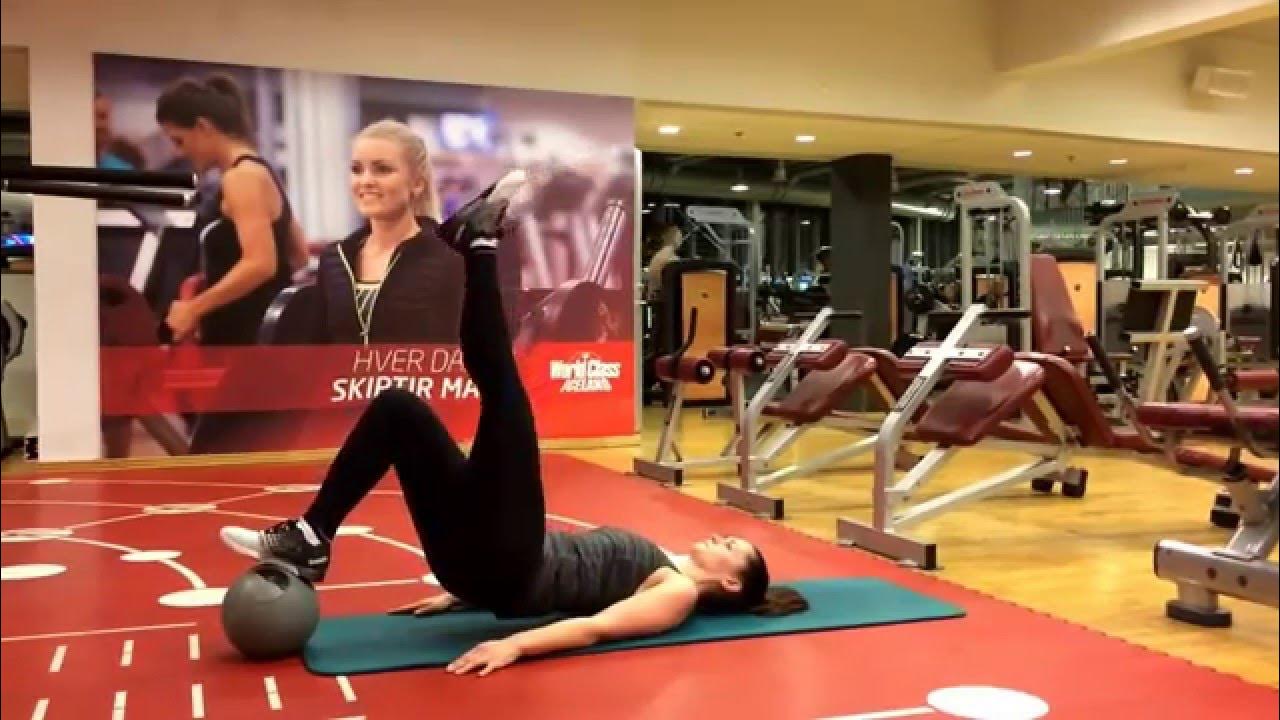 One legged glute bridge on a medicine ball. YouTube